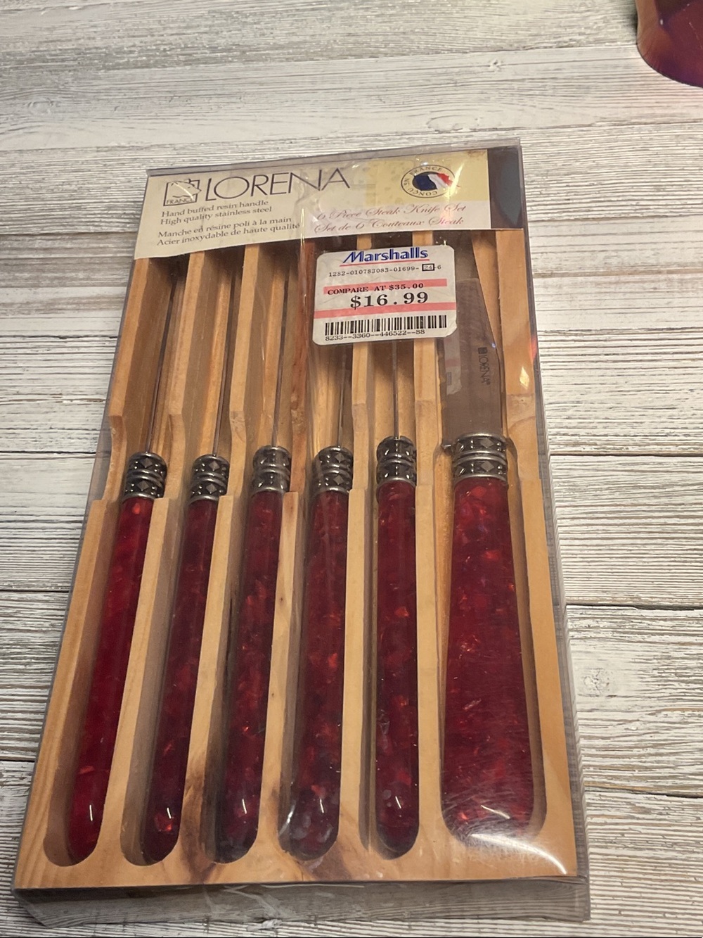 Red Handle Steak Knife and Fork Set - 6-Piece